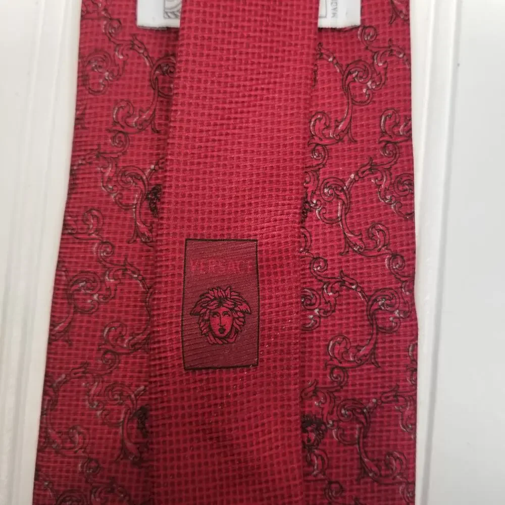 Versace Medusa Head Red Silk‎ Tie